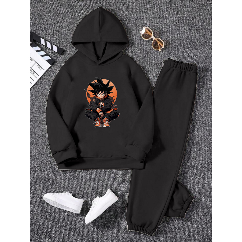 Lexander Setelan Sweater Hoodie Topi Anak Remaja Gambar Goku Drip