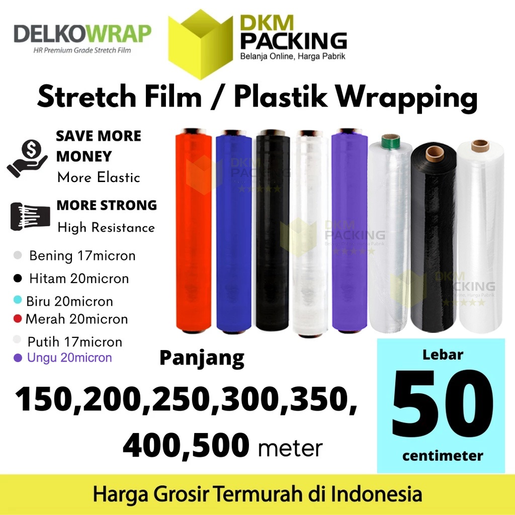 

Plastik Wraping Stretch Film Plastic Wrapping 50cm DELKOWRAP WRAPPING TEBAL PREMIUM TERMURAH / SATUAN