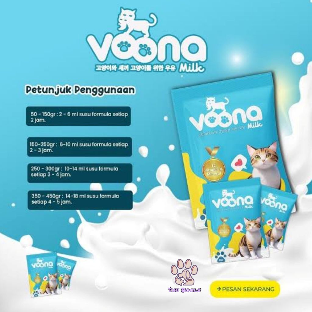 (The Bool's) VOONA MILK SUSU KUCING PREMIUM - Susu Anak Kucing / Kucing Dewasa Kitten Adult Cat Milk