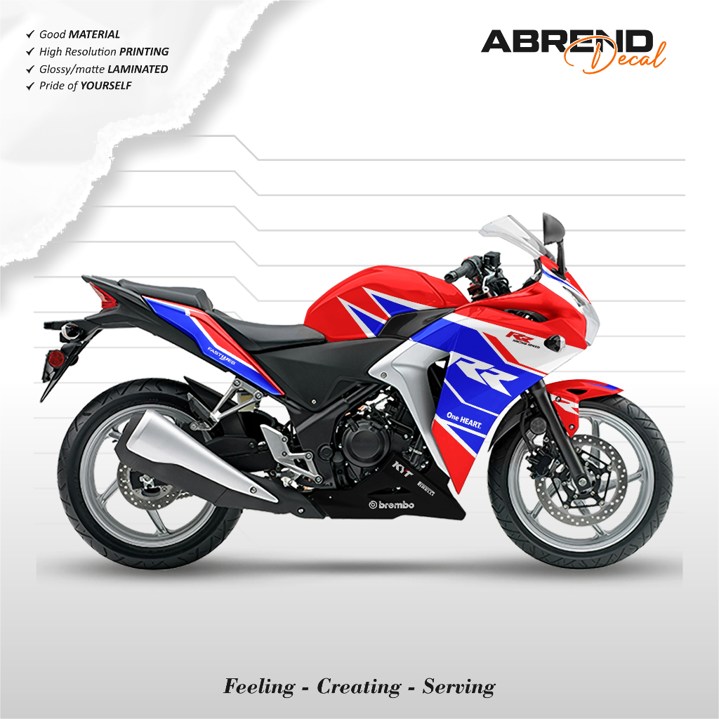 STRIPING CBR CBU GRAFIS RWB TRI COLOR / STIKER MOTOR HONDA CBR CBU THAILAND / STOCK DECAL