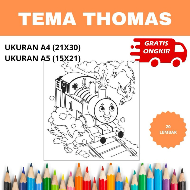 

Lembar Kertas Mewarnai Anak - Tema Thomas