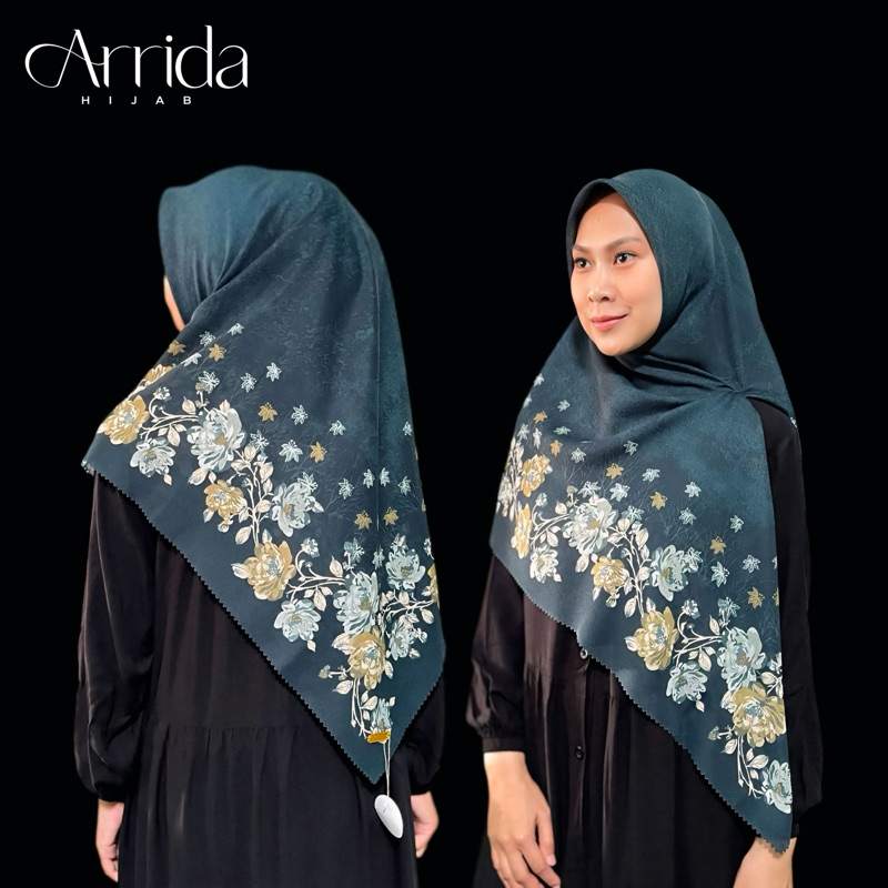 Segiempat Voal Motif Syar’i Seri Emerald Green dan Hijau Botol 130x130 ( FREE POUCH ) / Voal Motif S