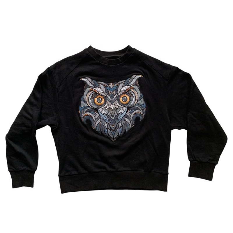 preloved sweater crewneck junn.j black owl