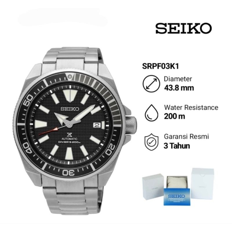 Seiko Prospex SRPF03K1 Samurai Automatic 200M Jam Tangan Pria Original