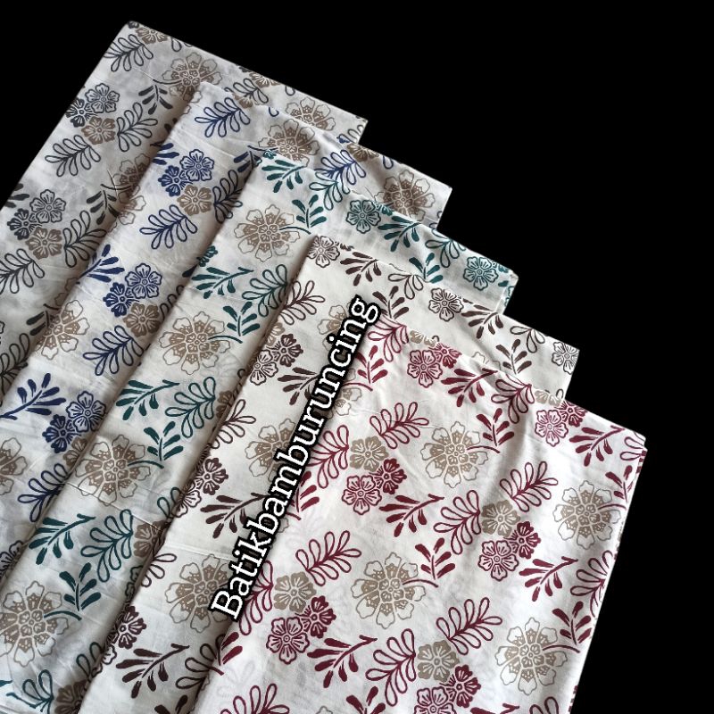 kain teteron rayon TRR motif bunga dasar putih