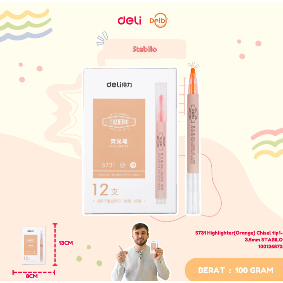 

S731 Highlighter(Orange) Chisel tip1-3.5mm STABILO