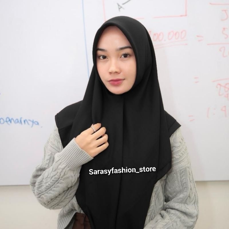 KERUDUNG PARIS SEKOLAH SEGI EMPAT SMP SMA PUTIH COKLAT MERK VARISHA