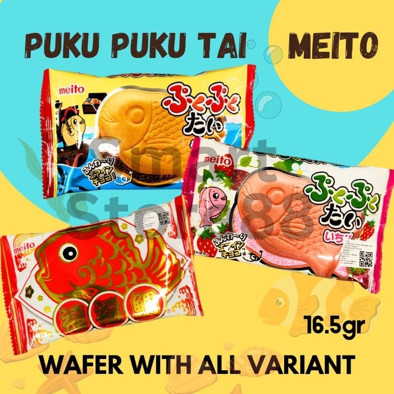 

MEITO PUKU PUKU TAI WAFER ISI BENTUK IKAN FUKU FUKU BISCUIT COKLAT STRAWBERRY