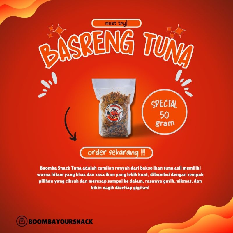

Boomba Tuna - Basreng Ikan Tuna Daun Jeruk 50 Gr - Pedas, Gurih, Ikannya Terasa.