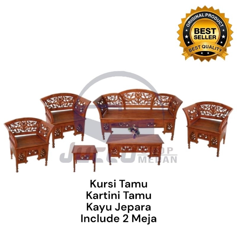 [ JUCCO ] Kursi Tamu Jepara 3111 Set Meja Tamu Kayu Minimalis - Sofa Tamu Kayu Jati Jepara Murah - M