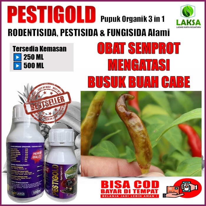 PESTIGOLD Pupuk Organik 3 in 1  RODENTISIDA, PESTISIDA & FUNGISIDA Alami atasi busuk buah cabe rawit