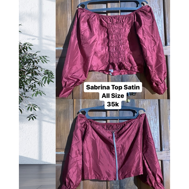 Crop Top Satin Karet Pinggang Premium Atasan