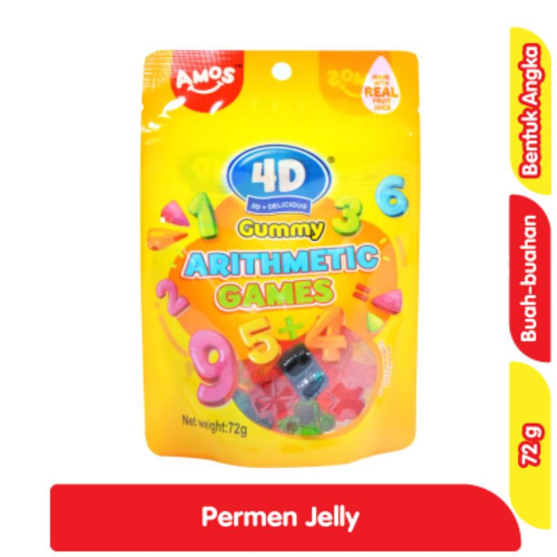 

Amos 4D Permen Jeli 3D Bentuk Arithmetic Games Rasa Buah 72 g