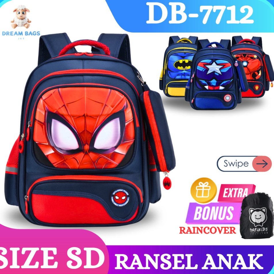 Tas Sekolah Karakter Superhero DB 1922 Size SD Tas Anak Import  Tas Sekolah Anak Laki Laki  Tas Seko