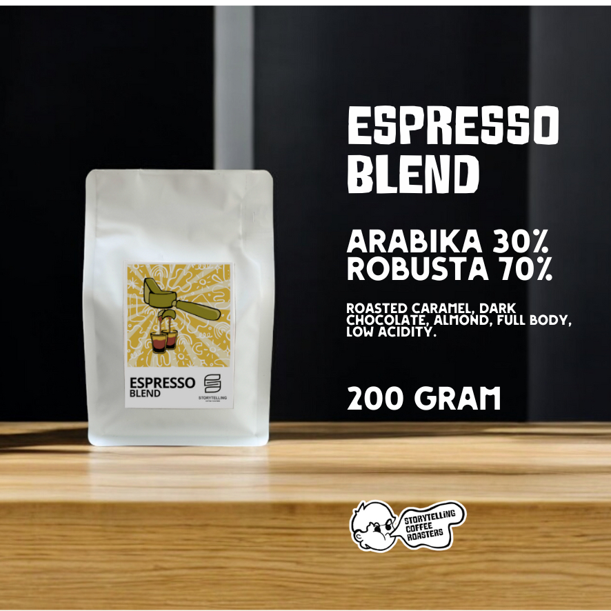 

Kopi Espresso Blend Arabika 30 Robusta 70 House Blend Medium 200 gram Cocok untuk Es Kopi Susu Latte