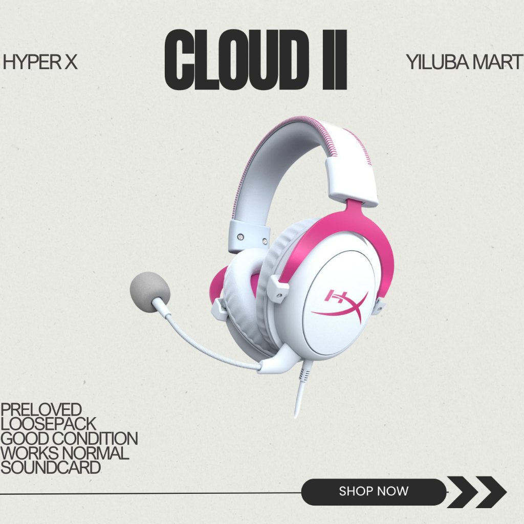 Pre Loved Hyper X Cloud 2 Gaming Headphone Pink Loosepack