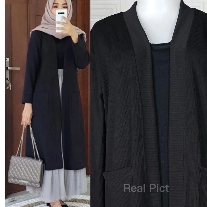 Cardigan Long Tunik Wanita  Outer Long Tunik Wanita  Long Tunik Wanita Hijab  Cardigan Wanita Muslim
