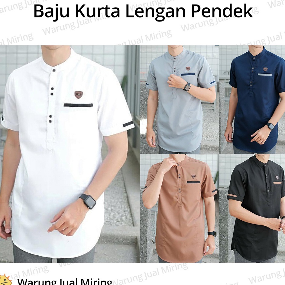 Bisa Cod  Baju Koko Kurta Lengan Pendek Dewasa  Remaja  Anak Atasan Muslim Lebaran Pria Laki Modern 