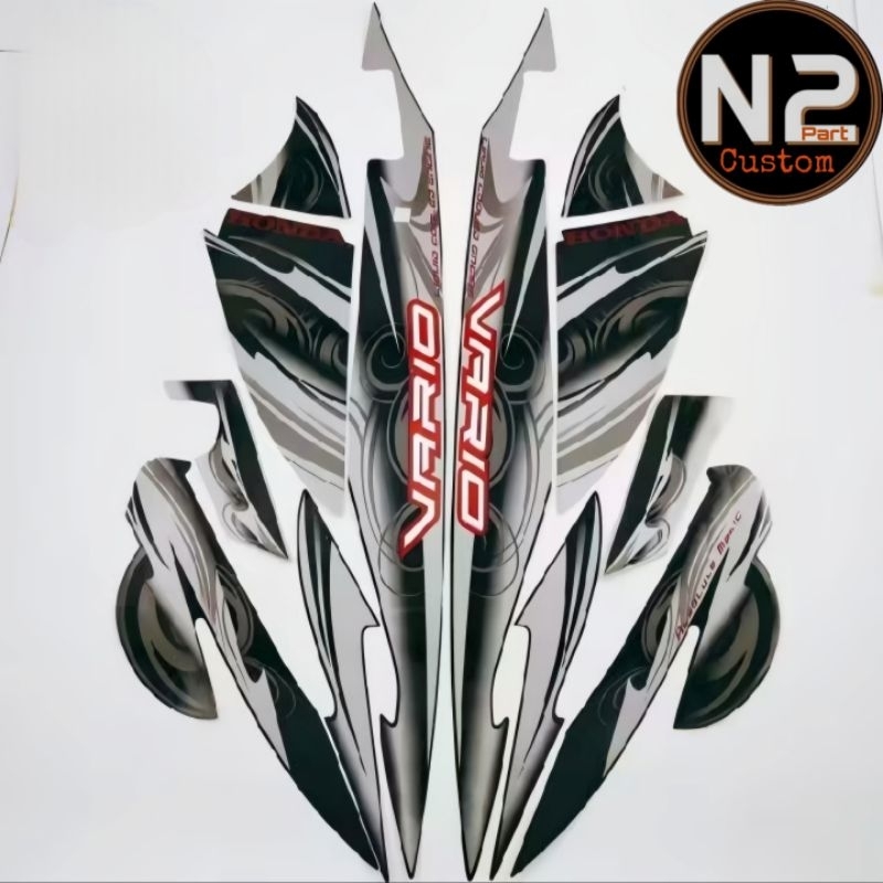 Striping stiker polet motor honda VARIO 110 karbu 2010 hitam sticker standart Vario karbu