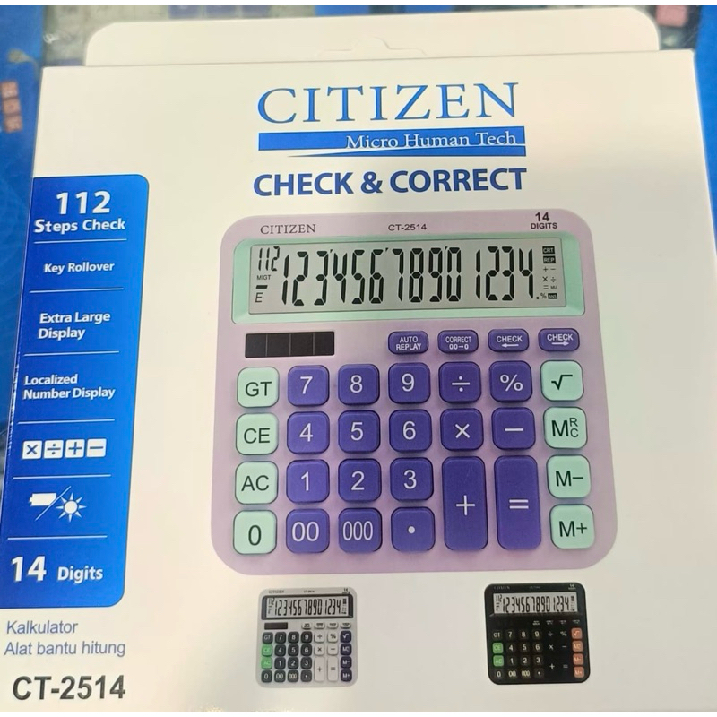 

Kalkulator Dagang 14 digit Warna Warni CT-2514 kalkulator tenaga surya