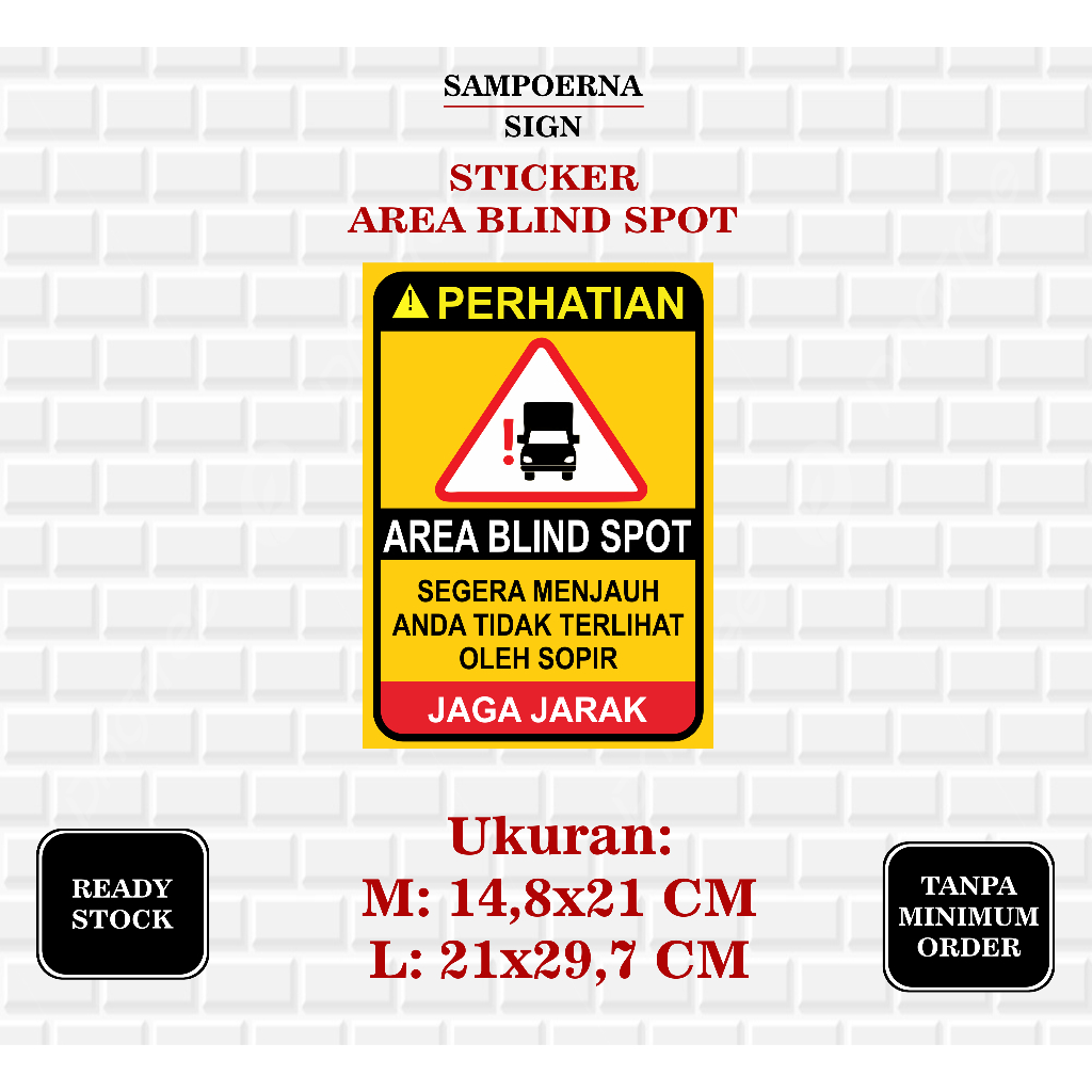 

Sticker Area Blind Spot Truk kendaraan / stiker area titik buta / sticker blind spot / sticker truk