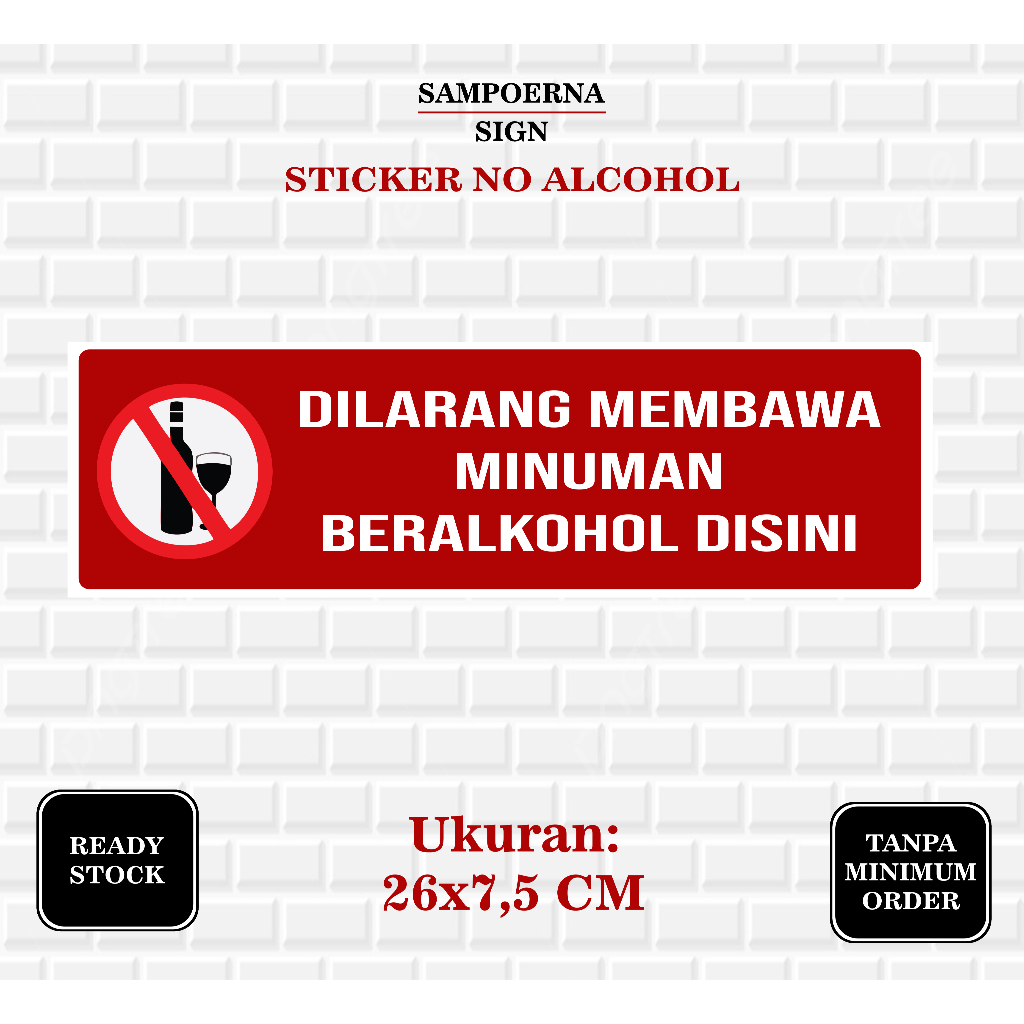 Stiker Dilarang Membawa Minuman beralkohol / Stiker Dilarang Membawa Minuman alkohol / Dilarang alko