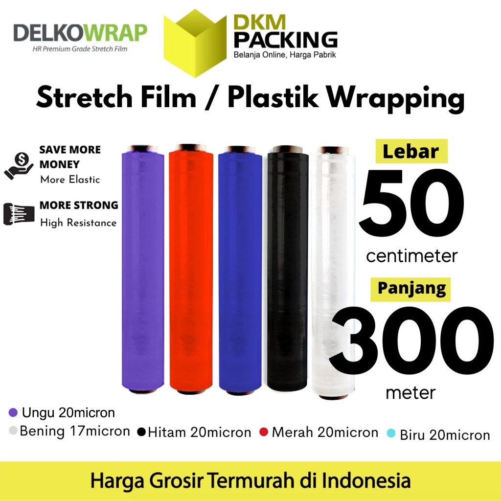 

Plastik Wrapping Stretch Film 50cm x 300m DELKOWRAP TERMURAH / SATUAN