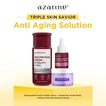 [FREE SERUM AZARINE] Azarine Triple Skin Savior Anti Aging Solution [3 PCS][Toner Polypeptide, Serum