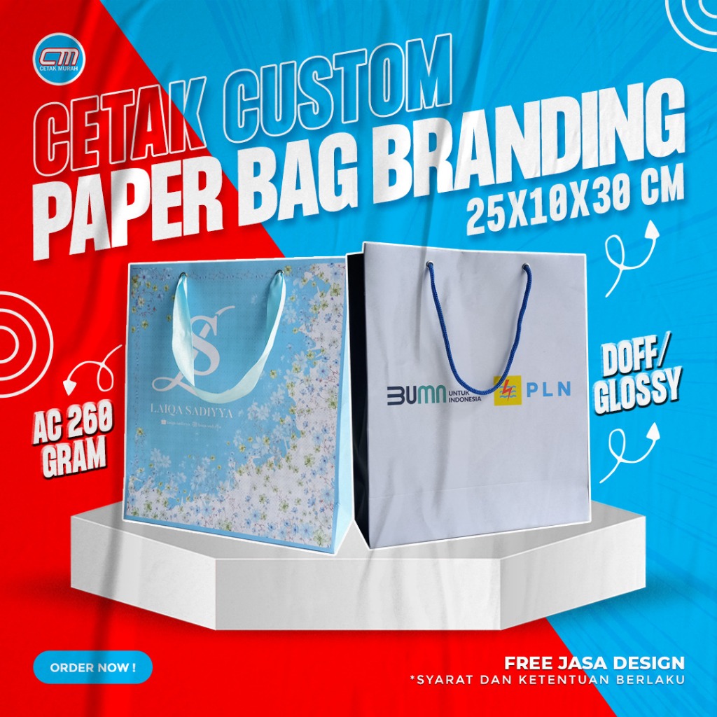 

Paperbag Branding Custom Ukuran 25 x 10 x 30 Cm