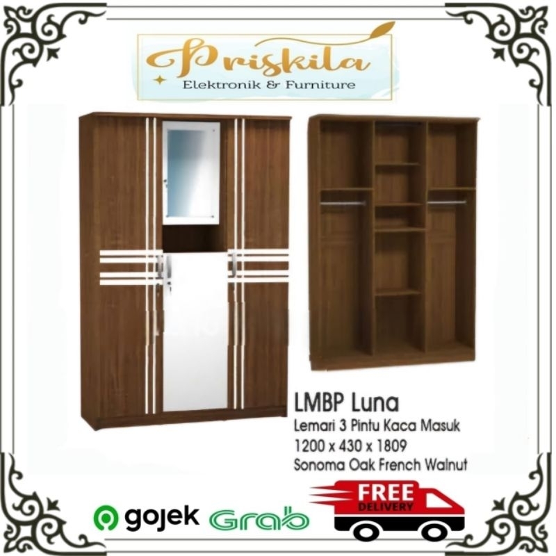Lemari pakaian LMBP LUNA / LEMARI PAKAIAN 3 PINTU/ LEMARI PAKAIAN GSTAR / lemari pakaian partikel/ F