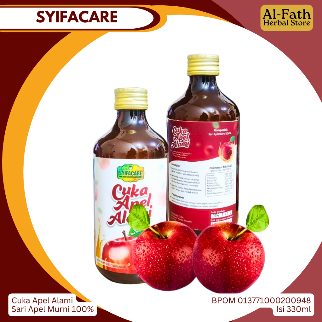

Cuka sari apel SYIFACARE 330ml Natural Apple cider vinegar