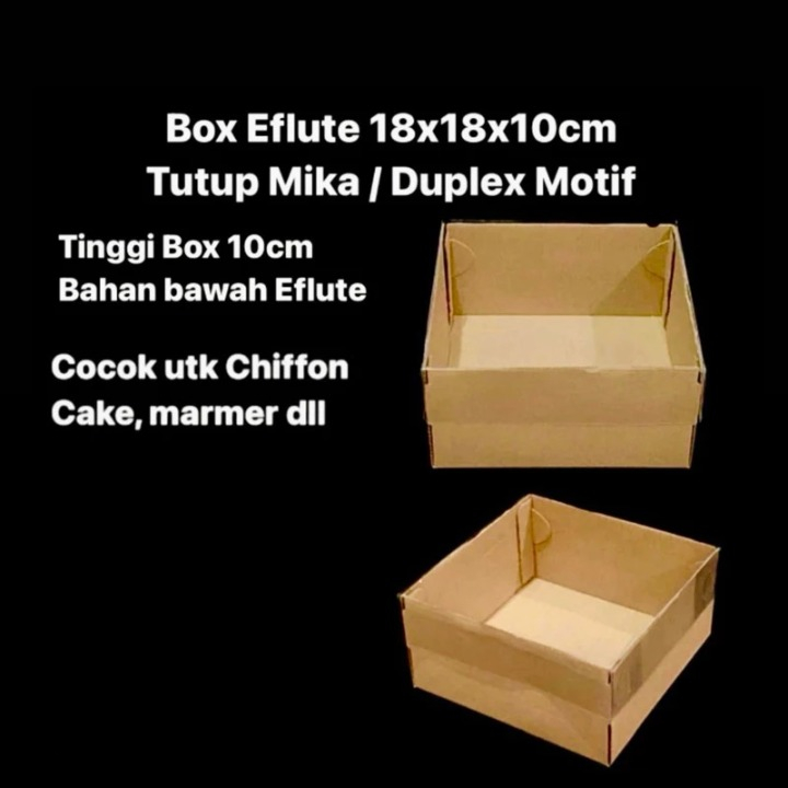 Box Eflute Tutup Mika Cocok Untuk Chiffon Cake 18x18x10cm