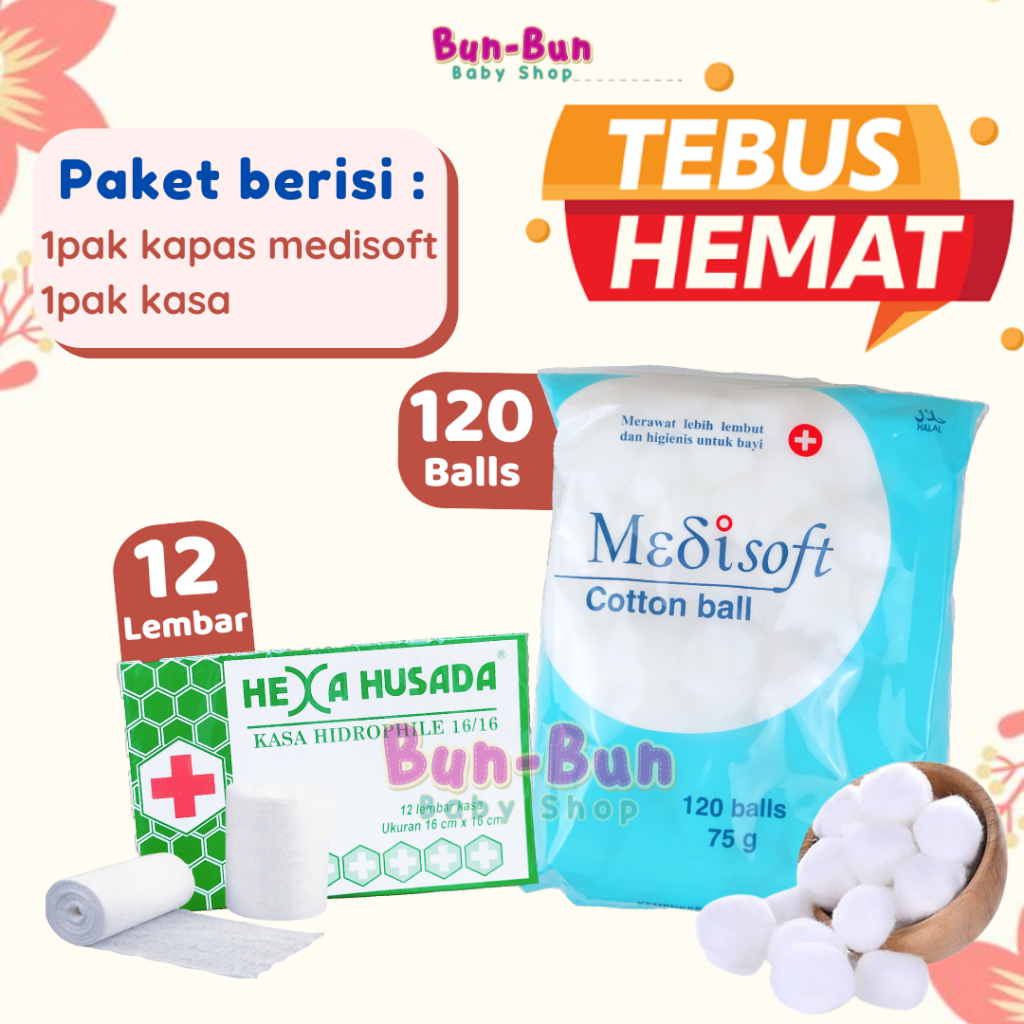 Medisoft Cotton Ball 120 Balls 75g Cotton Ball Baby Kapas Bola Bayi Kapas Medis Kapas Wajah Kapas Ba