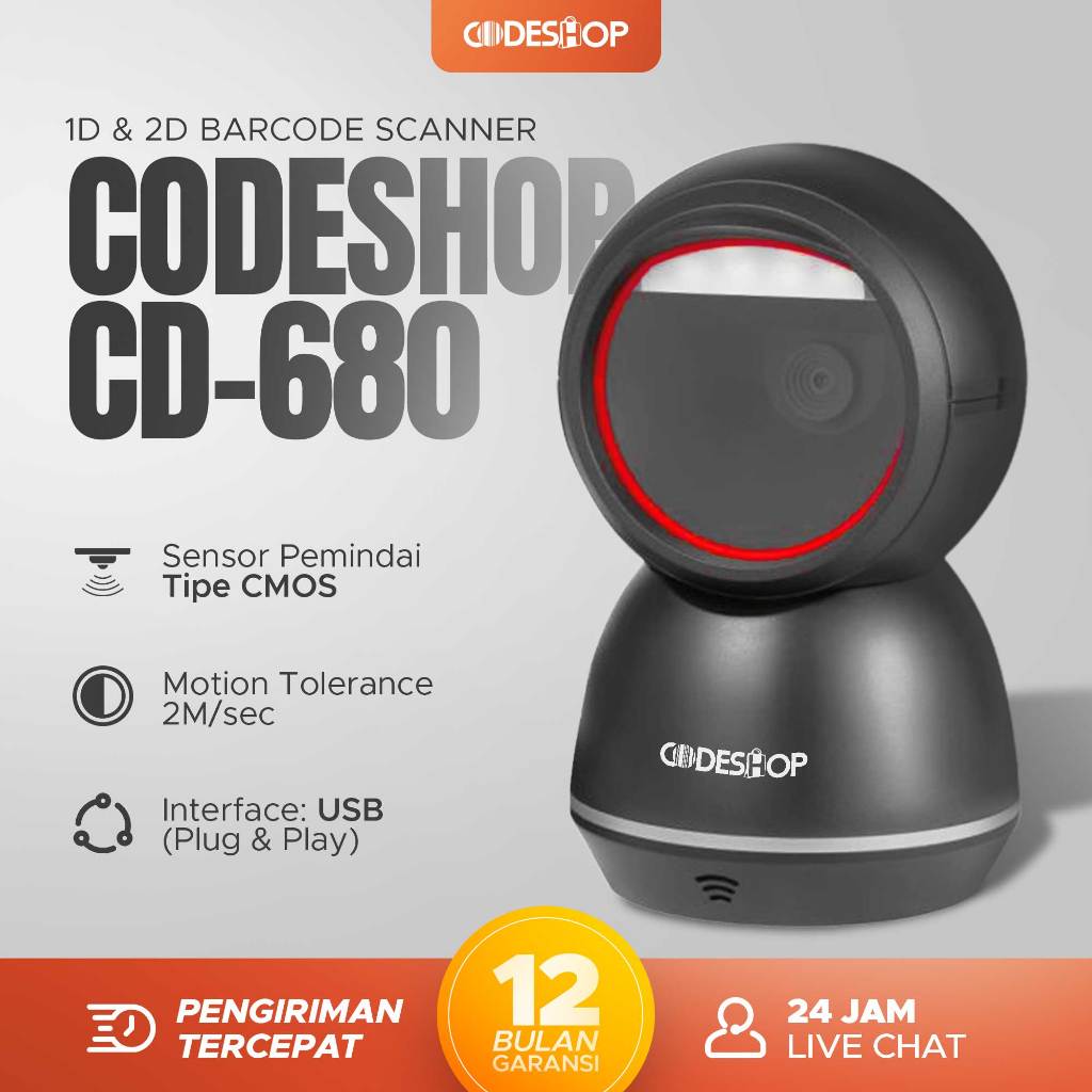 Scanner Barcode Codeshop CD-680 USB Scan 2D 1D QR Code Imager CD680 Auto Sense