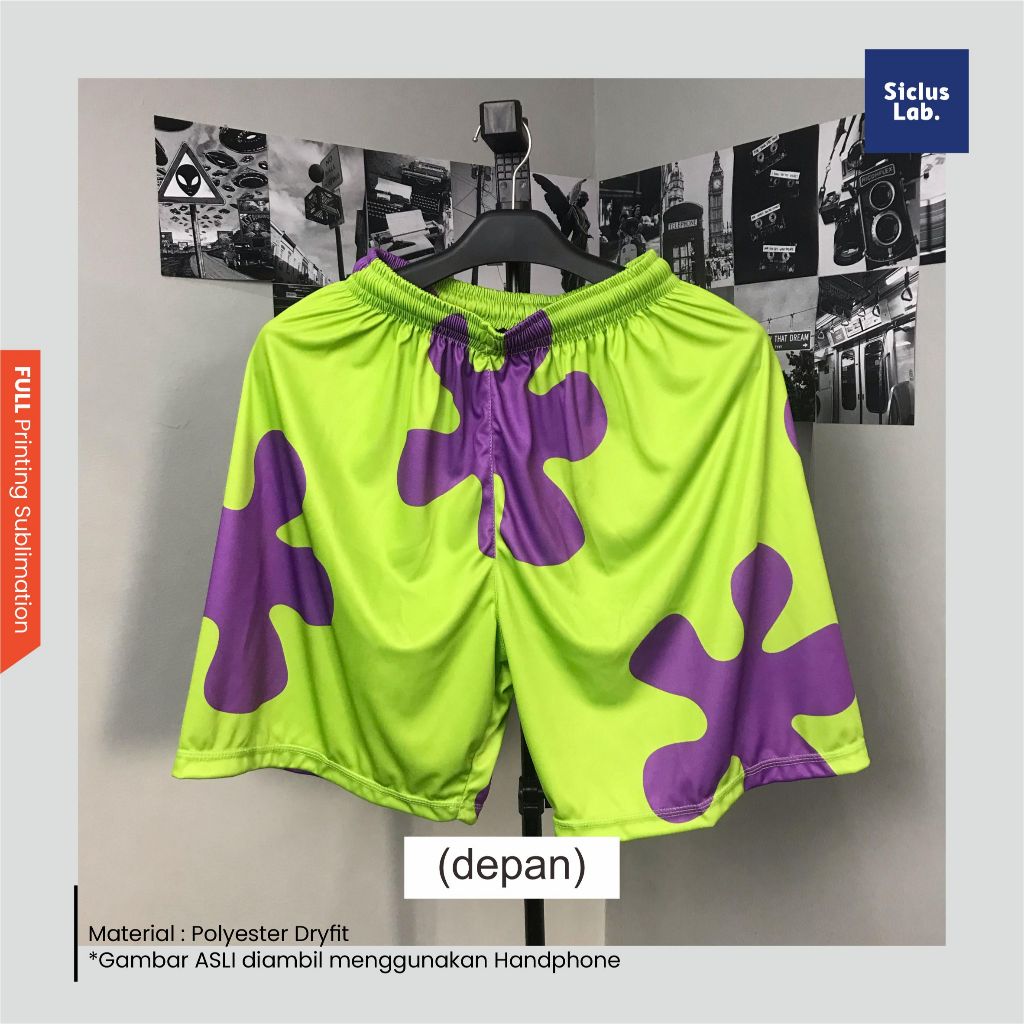 SICLUS LAB - Kolor Shortpant Spongebob Patrick Star Celana Pendek Laki-laki Dan Wanita