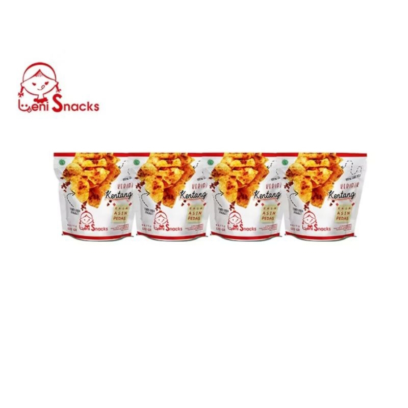 

BUNDLING MURAH Leni Snacks NEW PACKAGING - 4 PCS Keripik Kentang Asin Pedes ( NEW PACK) BISA COD
