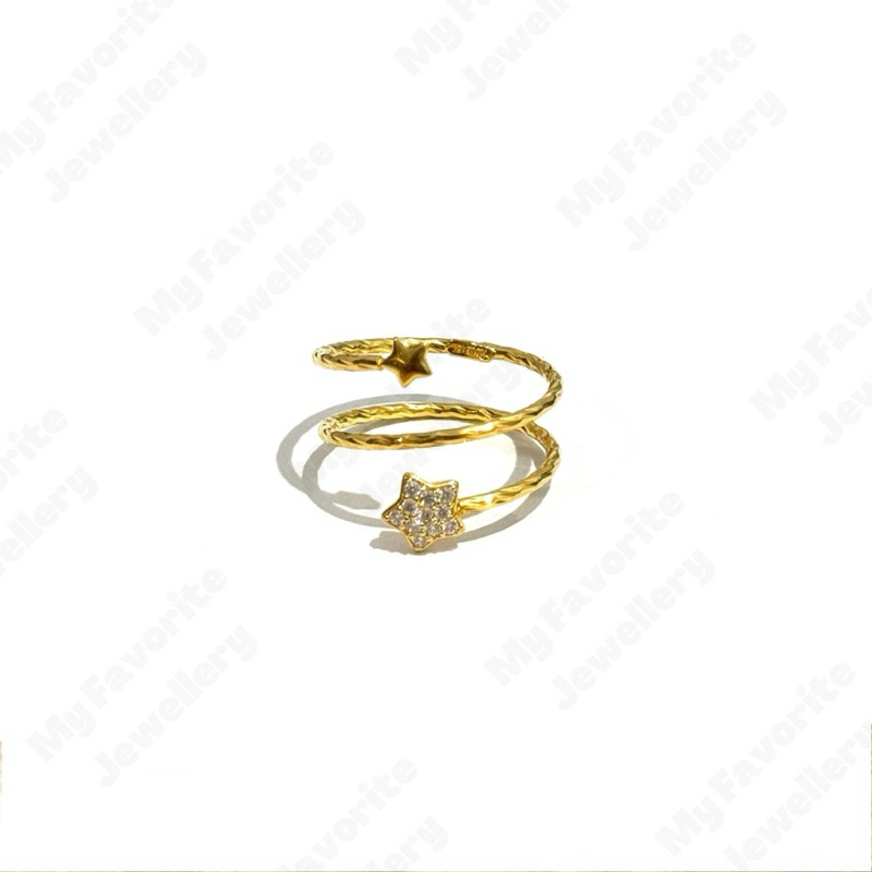 Cincin Spiral Bintang Uk16 Emas Asli Kadar 700 16K