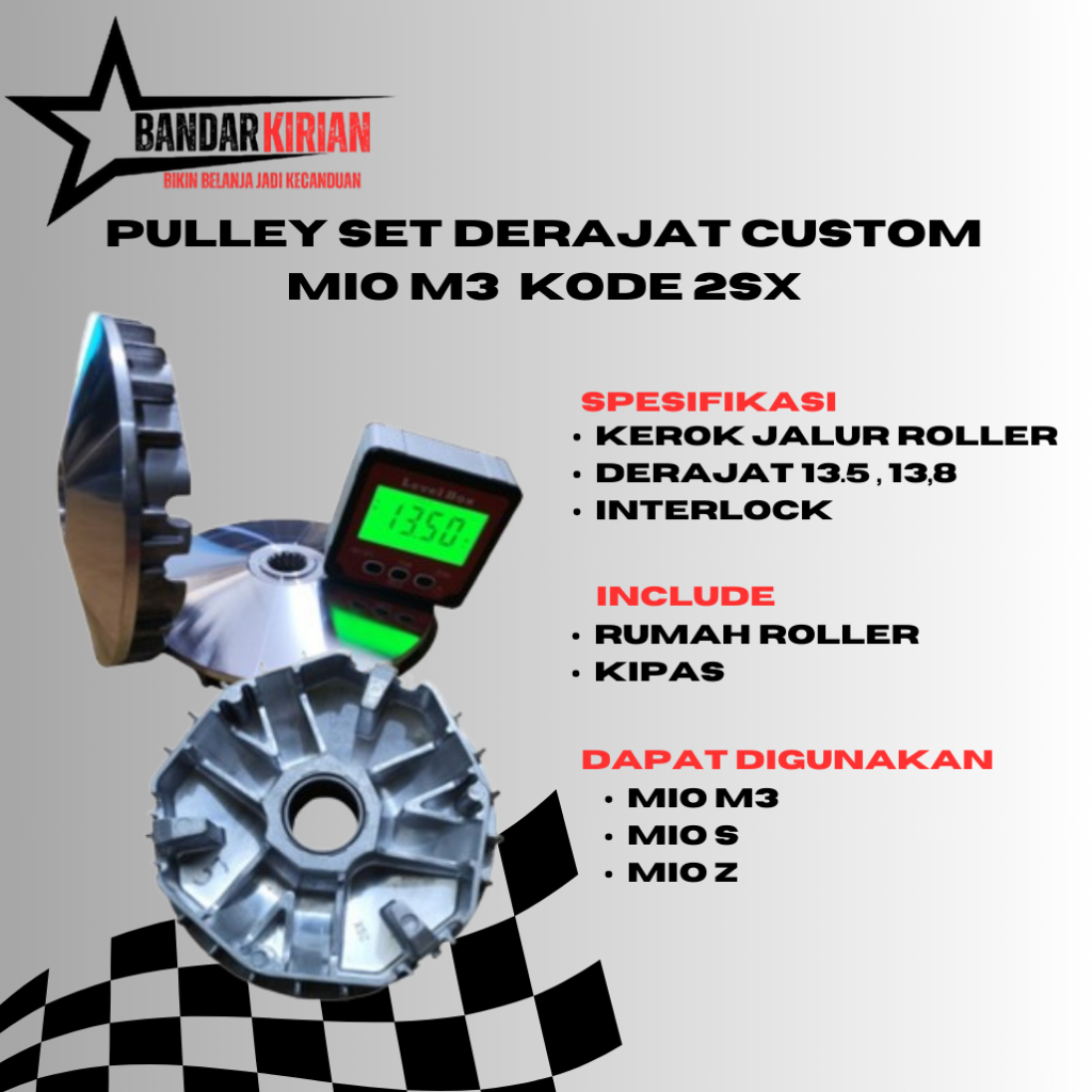 PULLEY SET RUMAH ROLER DERAJAT CUSTOM KODE 2SX MIO M3 MIO Z  MIO S BUBUT 13,5  13,8