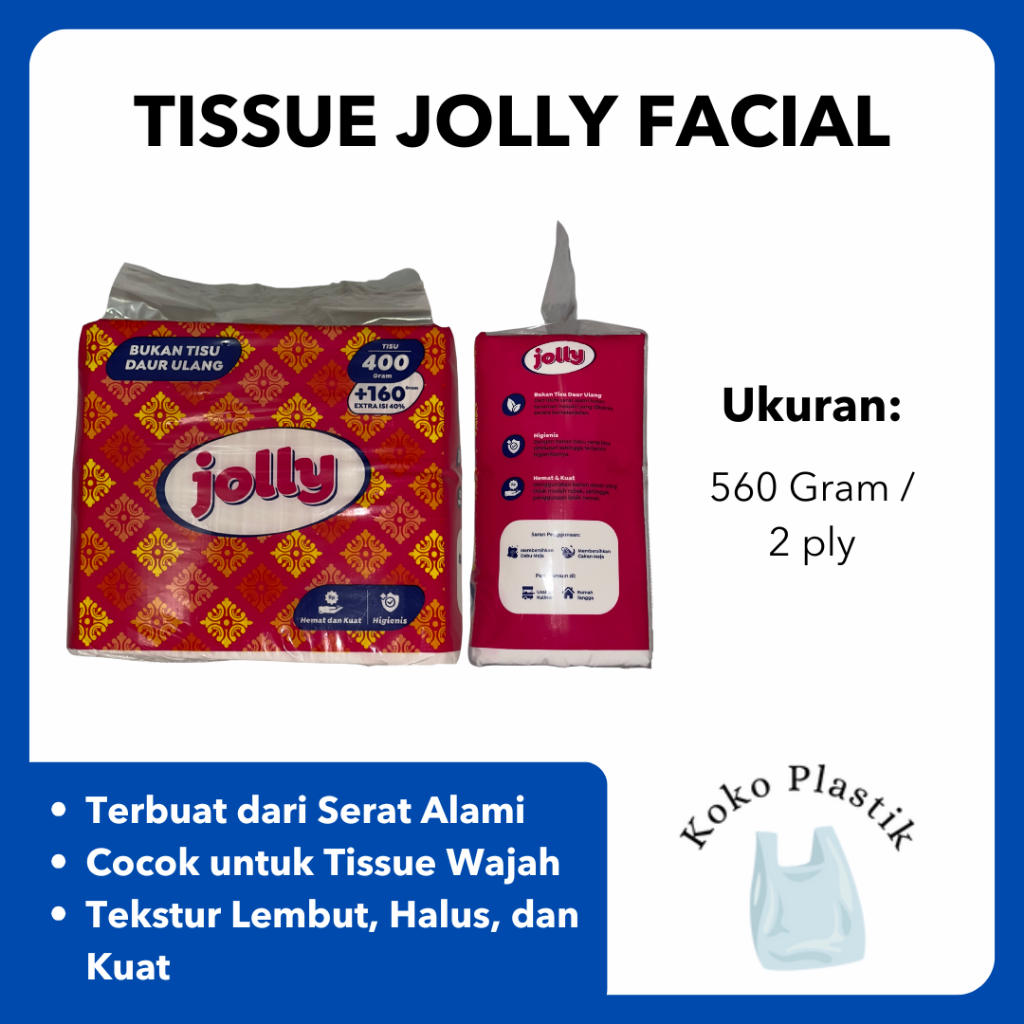 Tisu Jolly 560 Gram/2 Ply | Tisu Jolly Facial | Tisu Wajah | Tisu Jolly