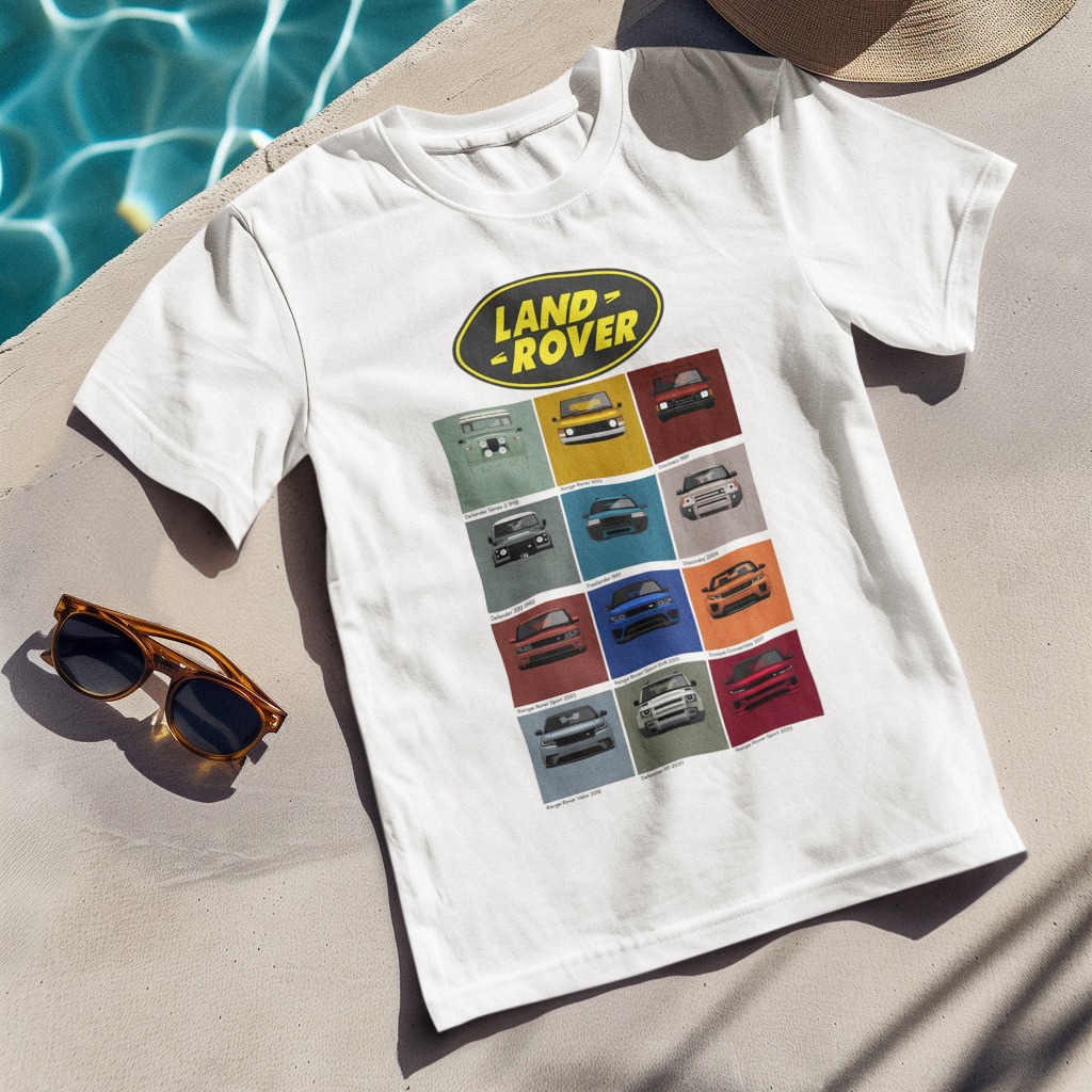 Kaos Land Rover Production Line T Shirt Range Rover Discovery Defender Freelander DTG Print On Shirt