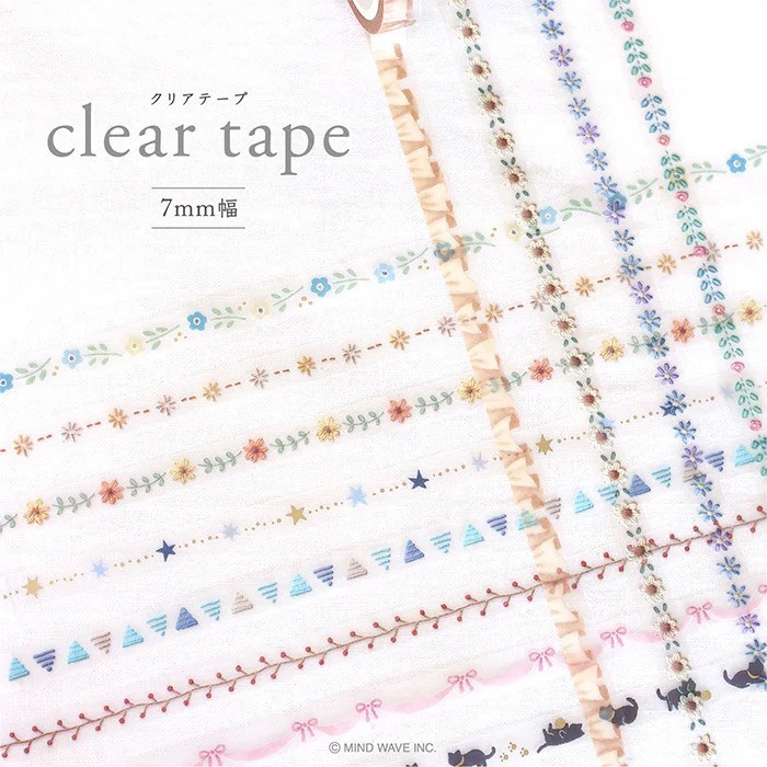 

Mind Wave Clear Tape Slim Masking Tape Stitch Hokkori Perekat Kertas Selotip Jepang 7mm Lakban Washi