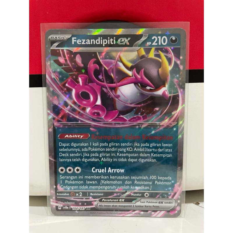 Kartu Pokemon TCG Indonesia Fezandipiti EX RR 104/187 Asli Pokemon TCG Indonesia