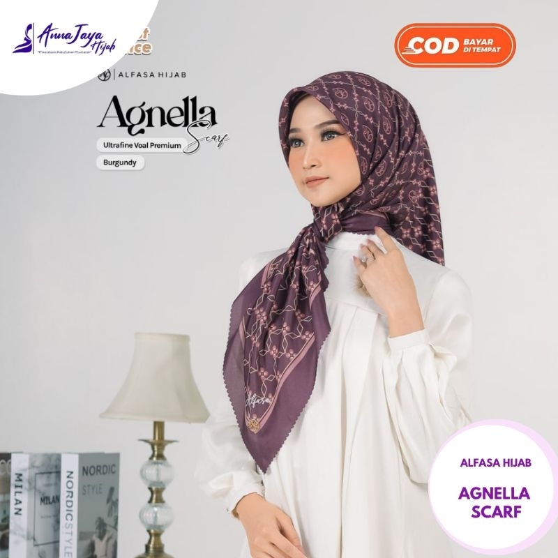 Hijab Segi Empat Voal Premium Agnella Scarf 110×110cm By Alfasa Hijab