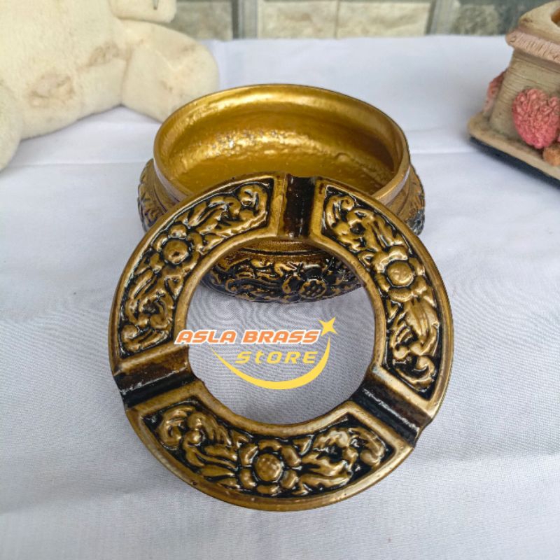 Asbak Alumunium Asbak Unik Aestetik Motif Bokor Tutup 1 Pcs Asbak Bokor Ukir Antik