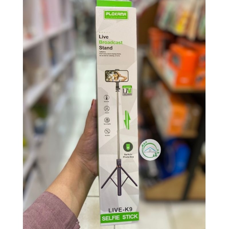 K9 || PLOKAMA TRIPOD TONGSIS STICK BLUETOOTH SELFI LIVE K9 MULTIFUNGSI