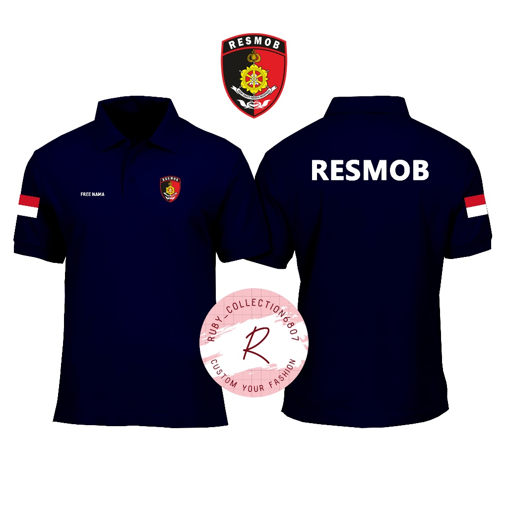 KAOS MODEL POLO KERAH RESMOB - KAOS POLO RESMOB - BAJU RESMOB