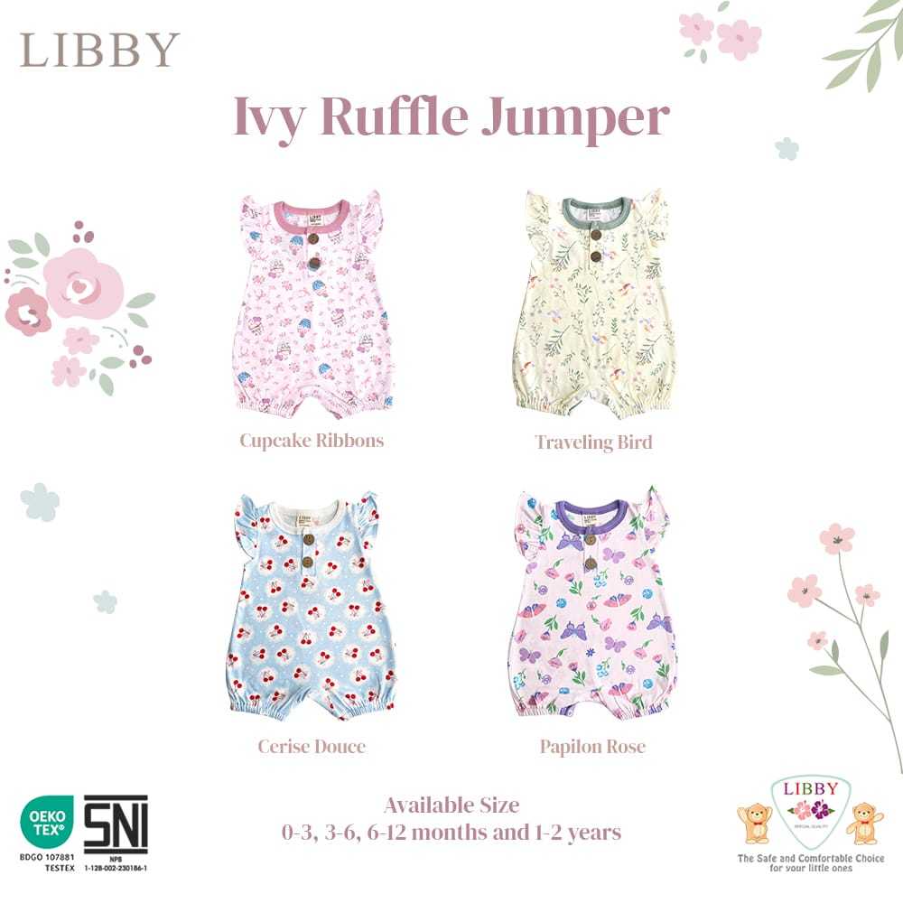 Libby Ivy Ruffle Jumper Motif Libby Baby Romper Baju Bayi Perempuan