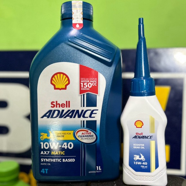 PAKET OLI SHELL ADVANCE AX7 MATIC 1 LITER + OLI GARDAN SHELL ORIGINAL