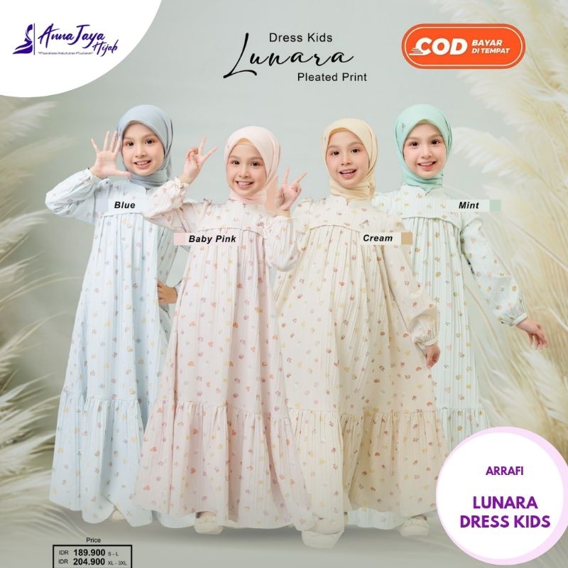 Gamis Anak Motif Pleated Print Lunara M - L By Arrafi