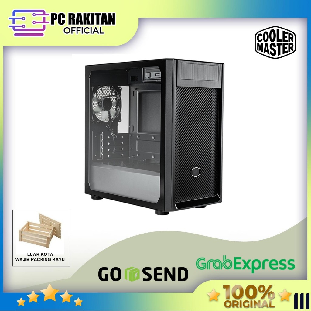 COOLER MASTER CASE PC MATX ELITE 300 W/ ODD TG MINI TOWER (1X 120MM BLACK FAN) BLACK